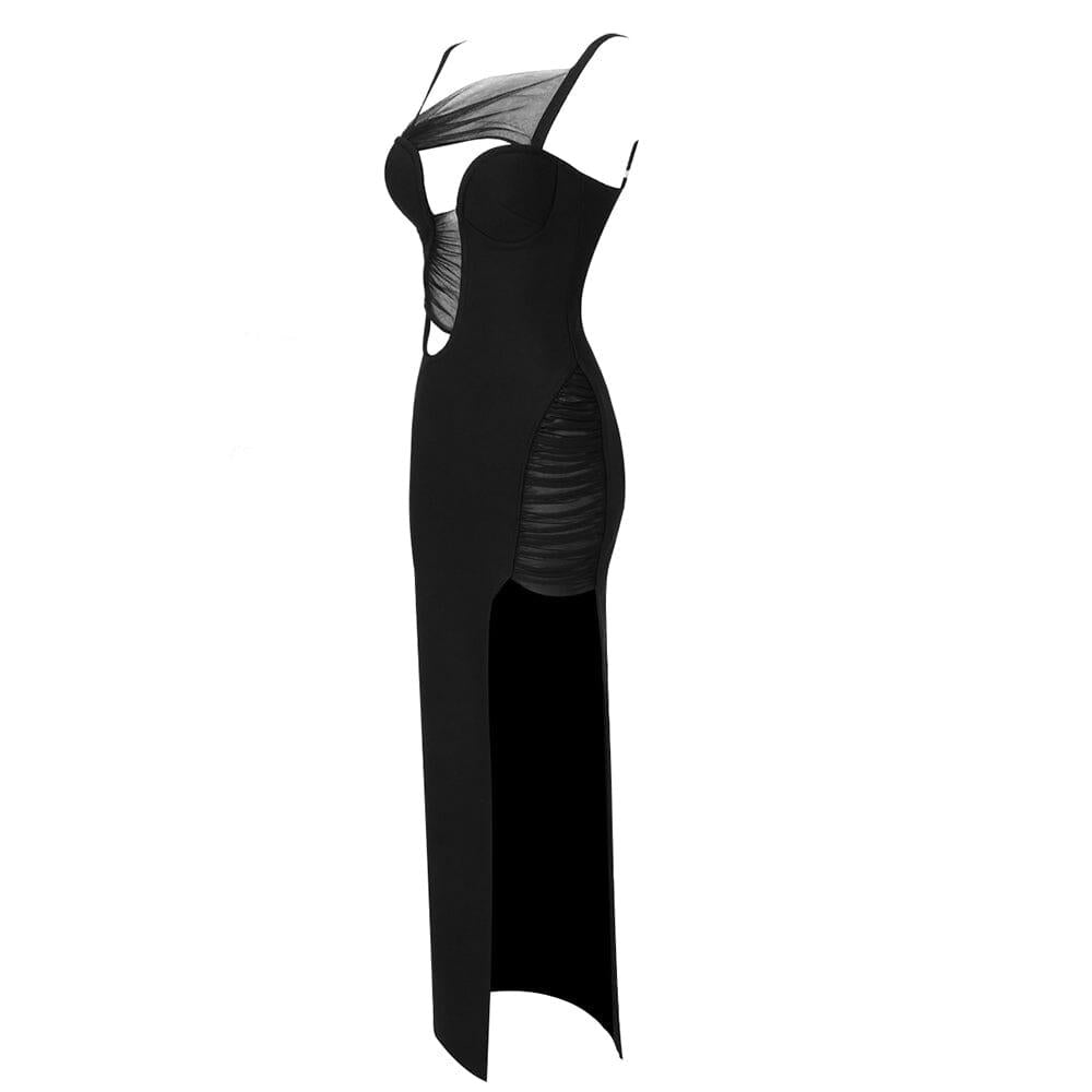 AIIZIE IRREGULAR BANDAGE MAXI DRESS IN BLACK - product image