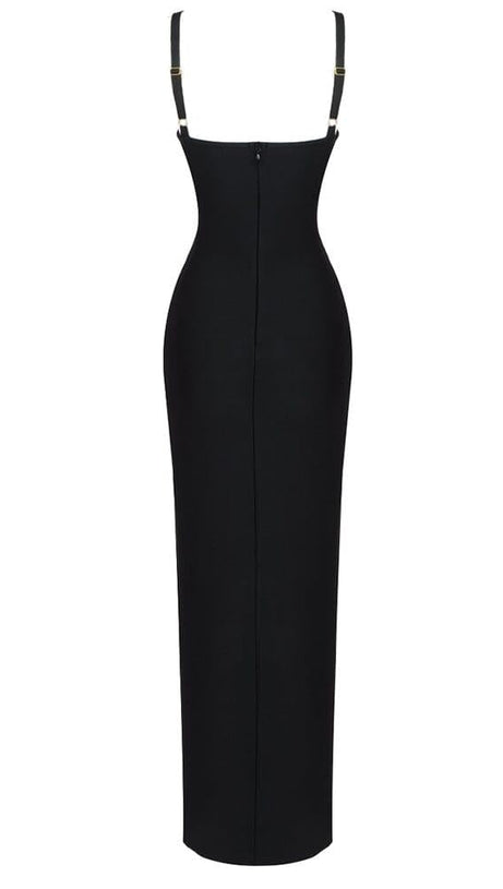 IRREGULAR BANDAGE MAXI DRESS IN BLACK