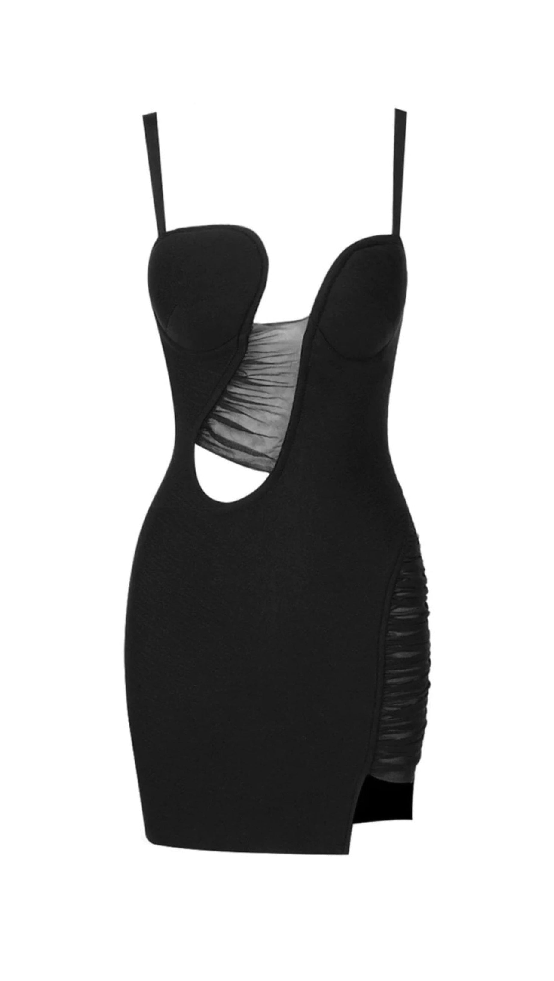 CUT OUT BANDAGE MINI DRESS IN BLACK