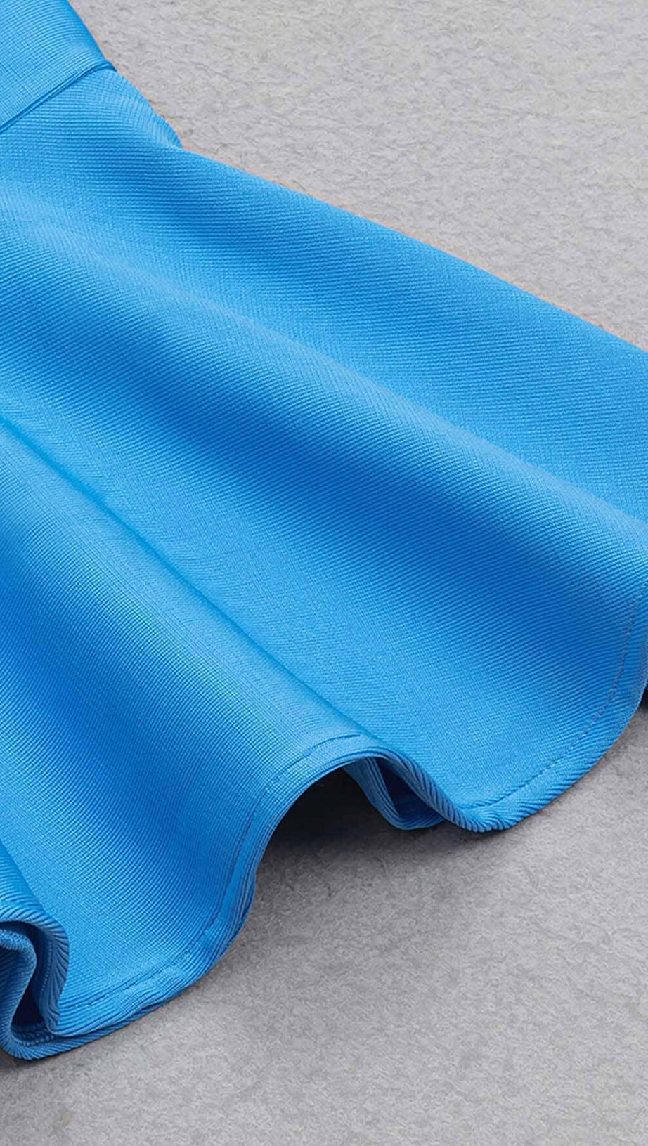 RUFFLE ONE SHOULDER MIDI DRESS IN BLUE