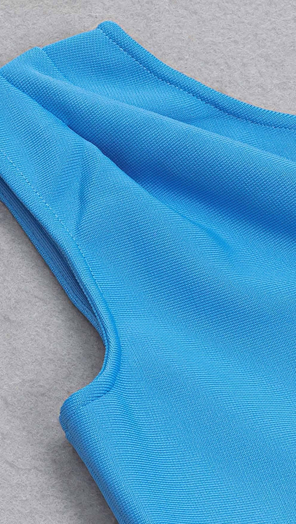 AIIZIE RUFFLE ONE SHOULDER MIDI DRESS IN BLUE - product image