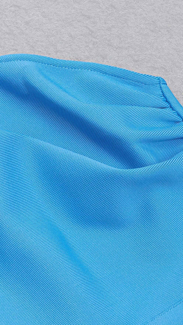 AIIZIE RUFFLE ONE SHOULDER MIDI DRESS IN BLUE - product image