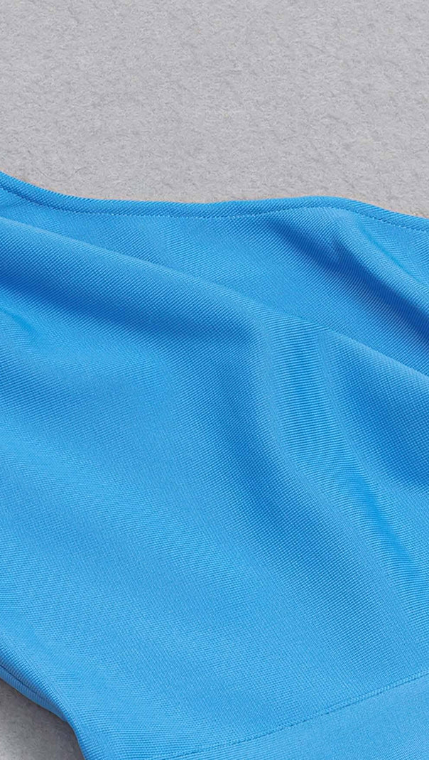 AIIZIE RUFFLE ONE SHOULDER MIDI DRESS IN BLUE - product image