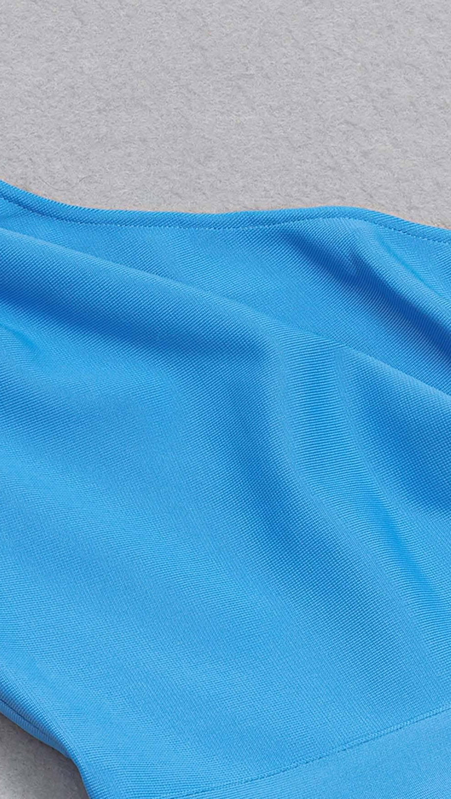 RUFFLE ONE SHOULDER MIDI DRESS IN BLUE