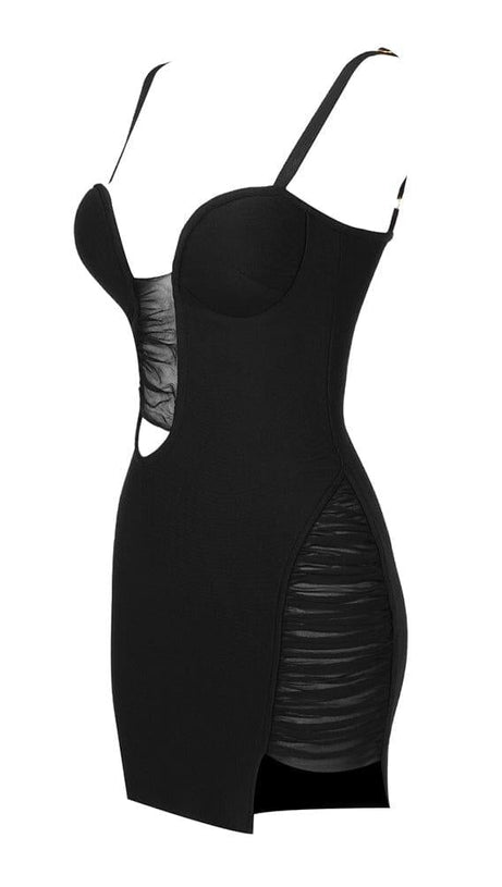 CUT OUT BANDAGE MINI DRESS IN BLACK