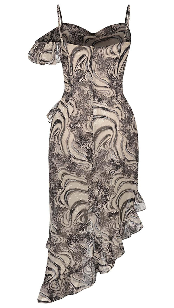 AIIZIE RUFFLE SIDE SPLIT MIDI DRESS IN PALE SAND - product image