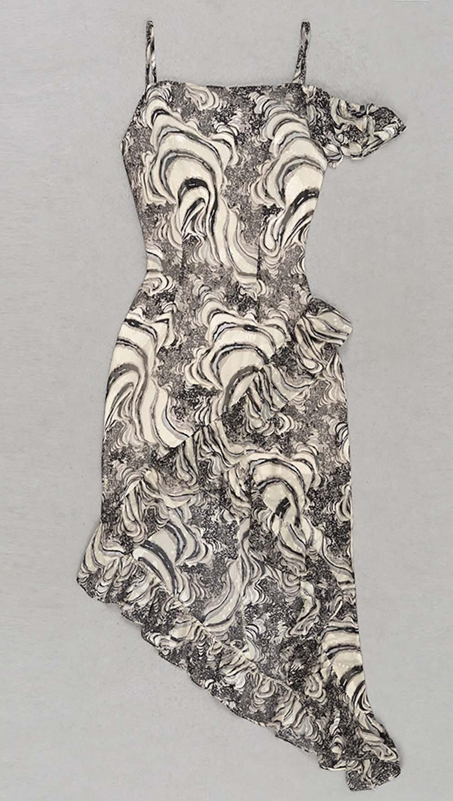 RUFFLE SIDE SPLIT MIDI DRESS IN PALE SAND