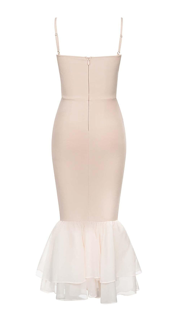 AIIZIE RUFFLE STRAPPY MIDI DRESS IN BEIGE - product image