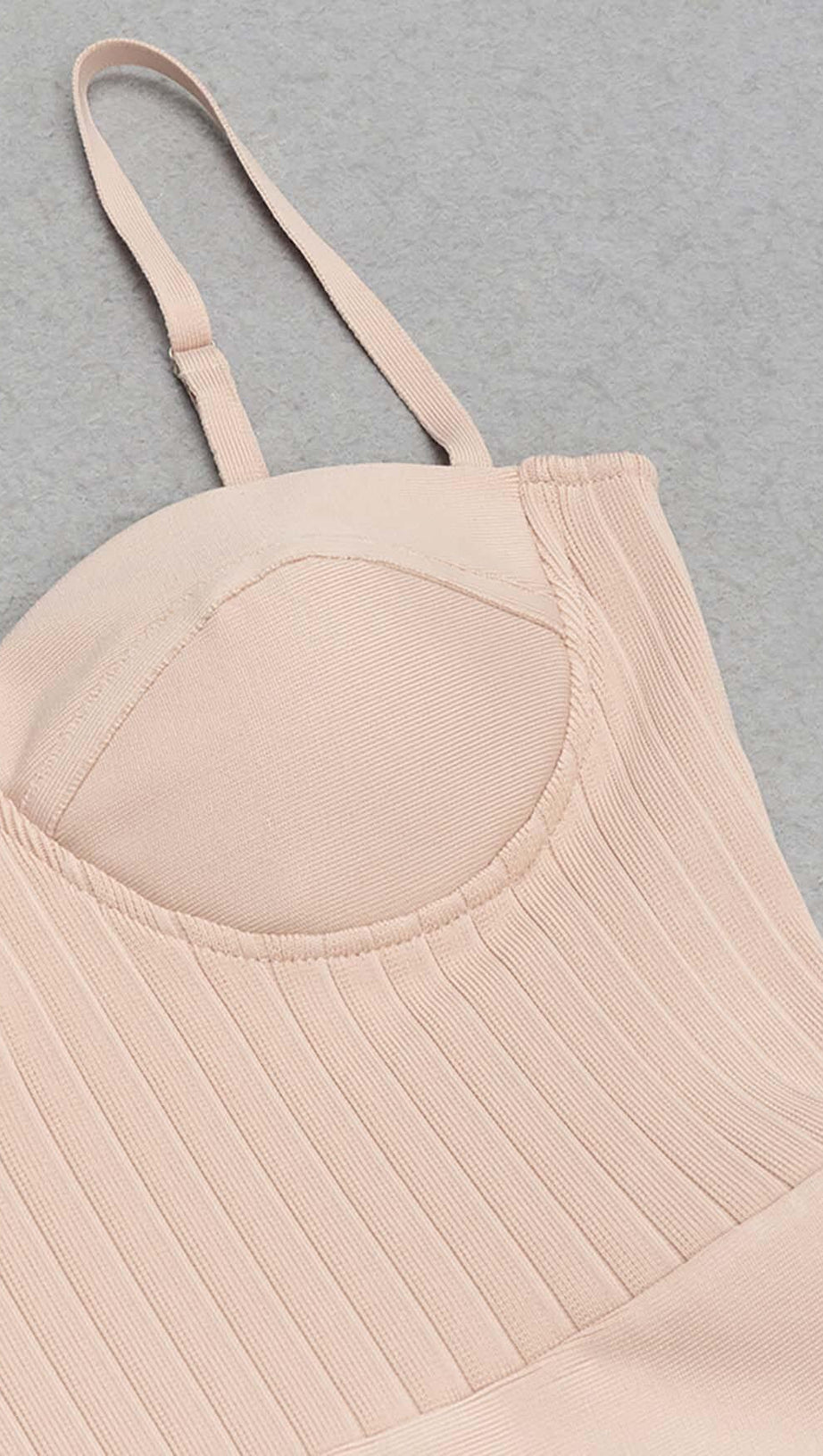 RUFFLE STRAPPY MIDI DRESS IN BEIGE