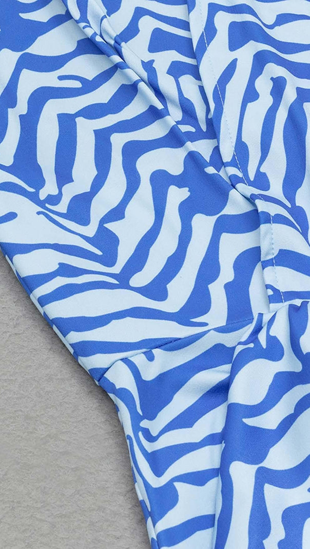 AIIZIE RUFFLE STRIPES MIDI DRESS IN BLUE - product image