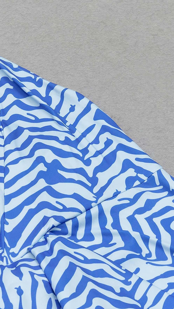 AIIZIE RUFFLE STRIPES MIDI DRESS IN BLUE - product image