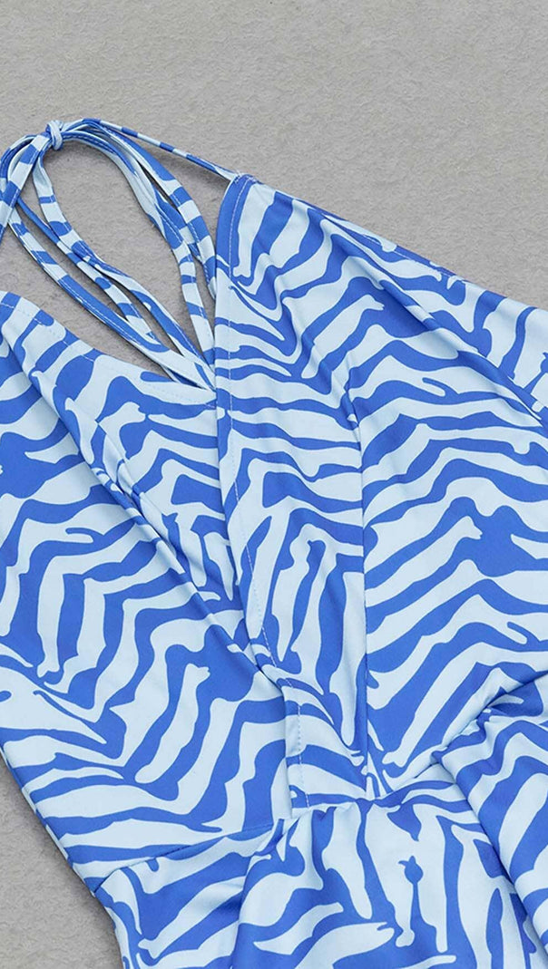AIIZIE RUFFLE STRIPES MIDI DRESS IN BLUE - product image