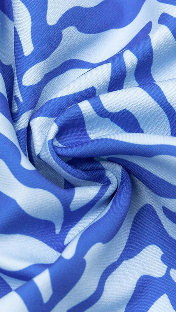 AIIZIE RUFFLE STRIPES MIDI DRESS IN BLUE - product image