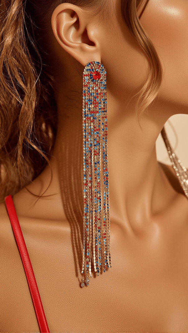 AIIZIE NOLA MULTI DIAMANTE TASSEL EARRINGS - product image