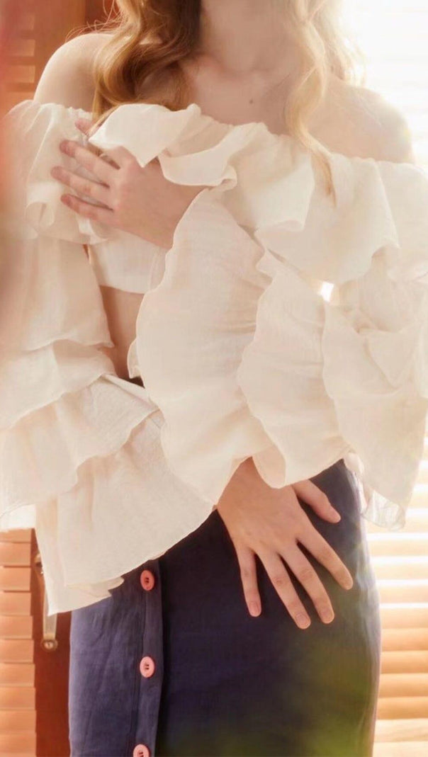 AIIZIE RUFFLE-TRIMMED CROP TOP - product image