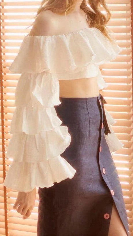 CROP TOP MIT RÜSCHENBESATZ