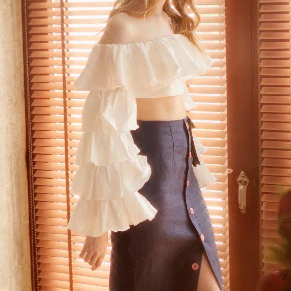 AIIZIE RUFFLE-TRIMMED CROP TOP - product image