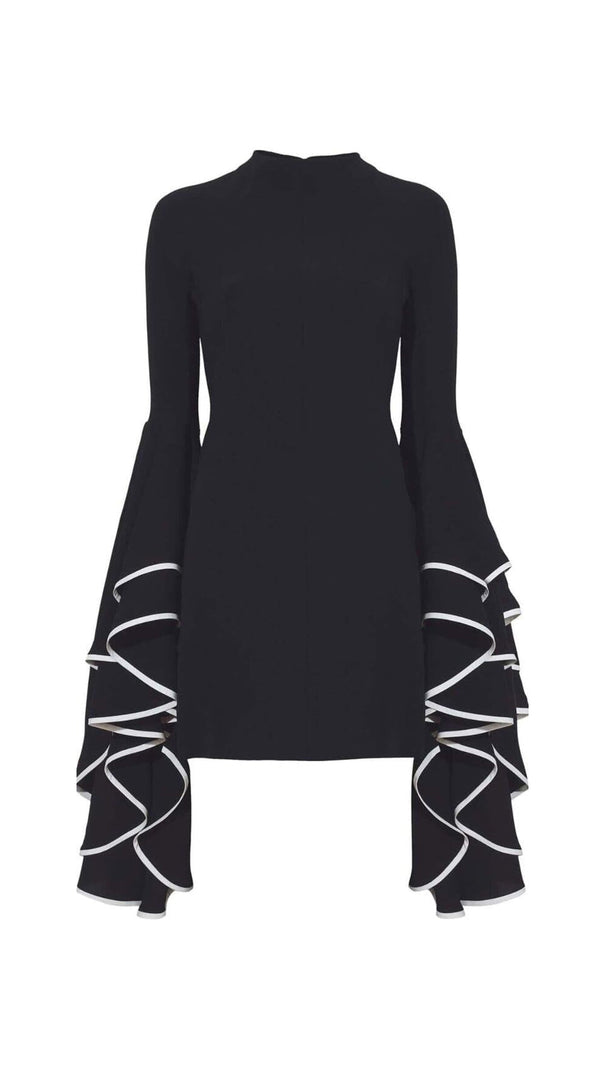 AIIZIE RUFFLED SLEEVE MINI DRESS IN BLACK - product image