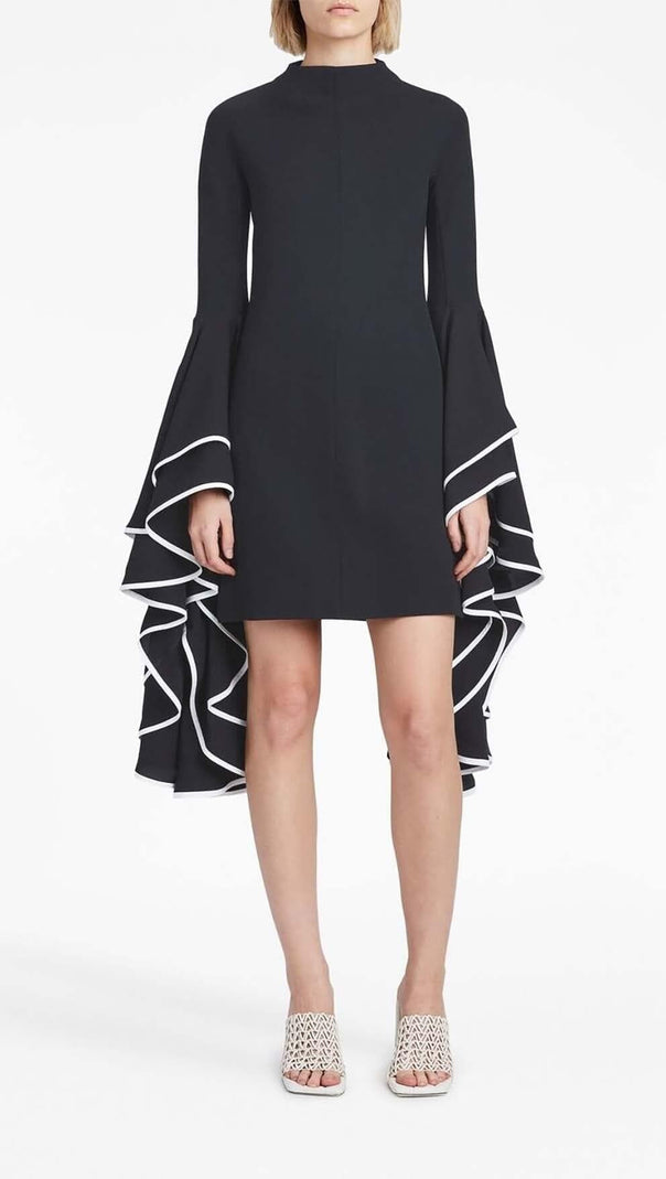 AIIZIE RUFFLED SLEEVE MINI DRESS IN BLACK - product image
