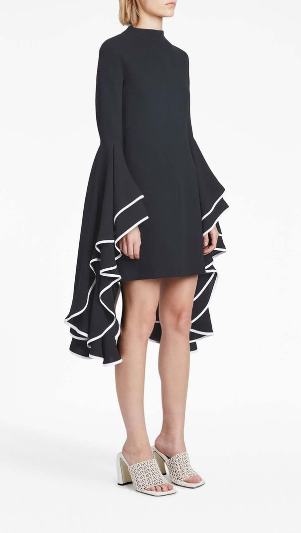 AIIZIE RUFFLED SLEEVE MINI DRESS IN BLACK - product image