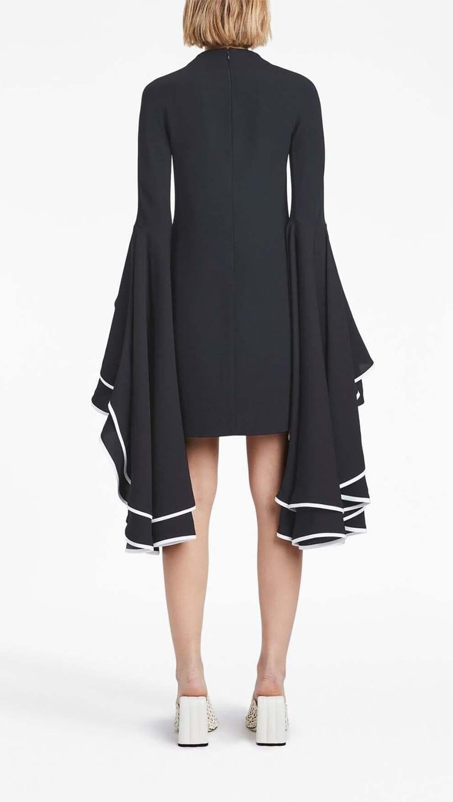 RUFFLED SLEEVE MINI DRESS IN BLACK