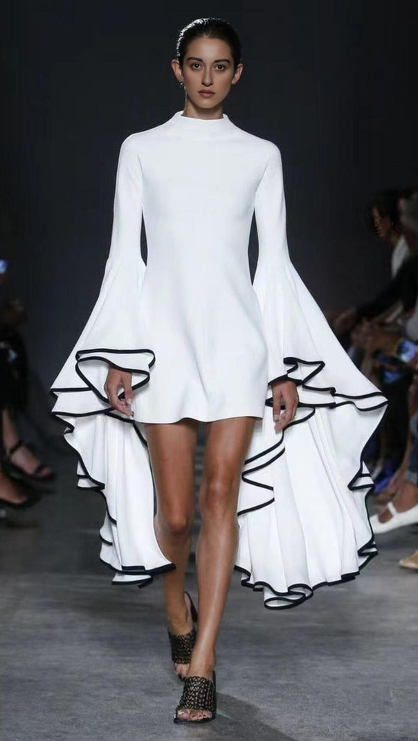 AIIZIE RUFFLED SLEEVE MINI DRESS IN WHITE - product image