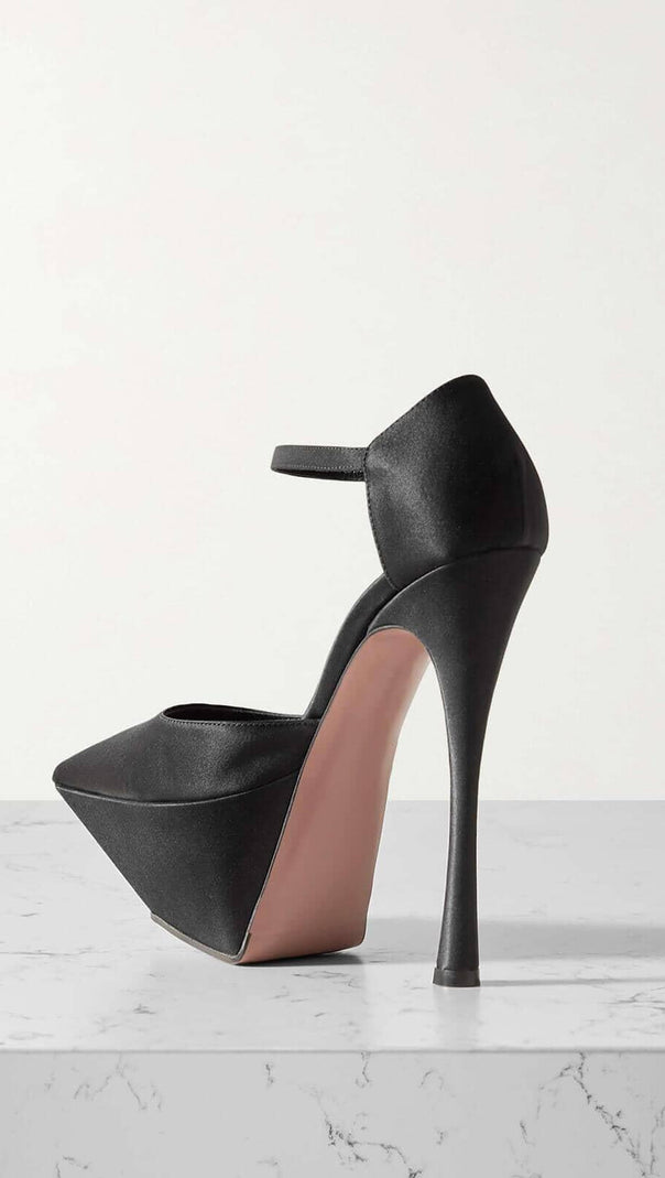 AIIZIE SATIN PLATFORM PUMPS IN BLACK - product image