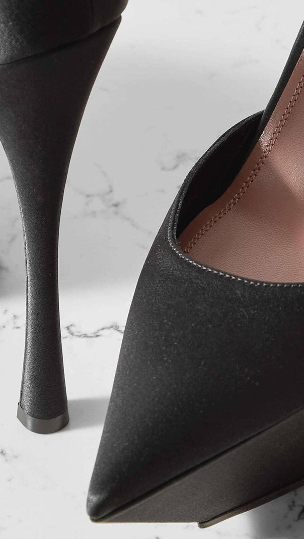 AIIZIE SATIN PLATFORM PUMPS IN BLACK - product image