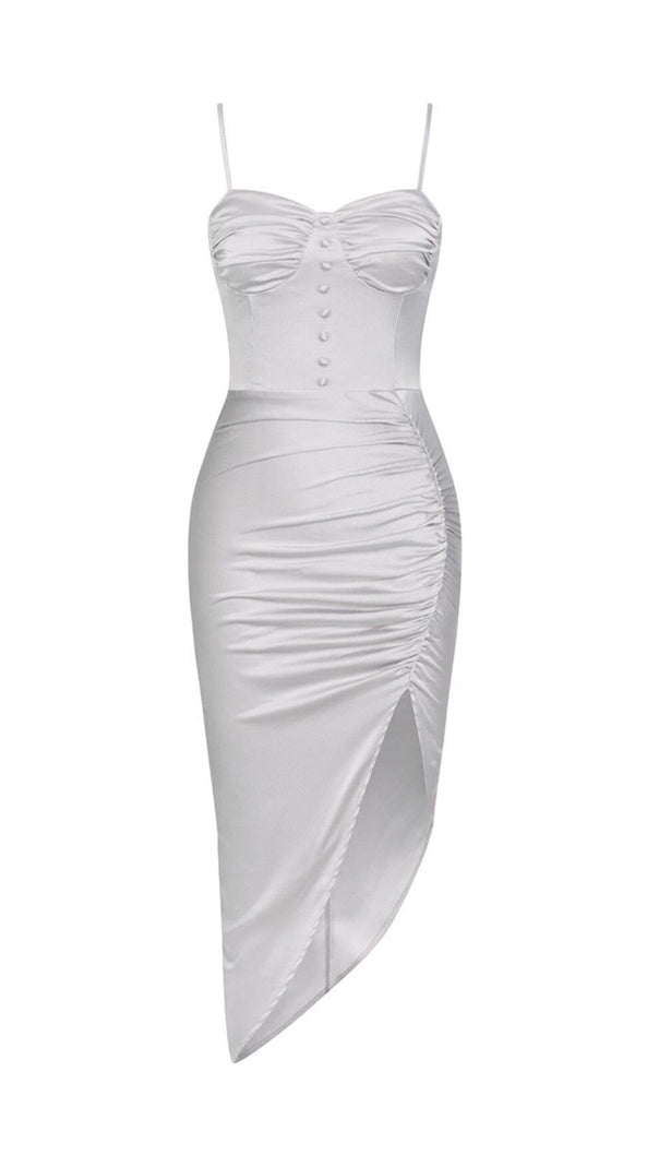 AIIZIE SATIN RUCHED DRESS IN GREY - product image