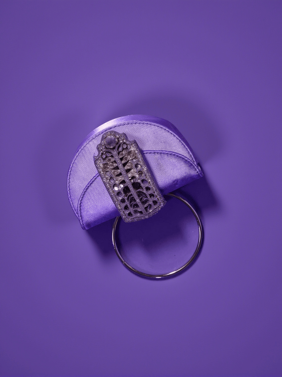 DOROTHEA SATIN CRYSTAL CLUTCH IN PURPLE