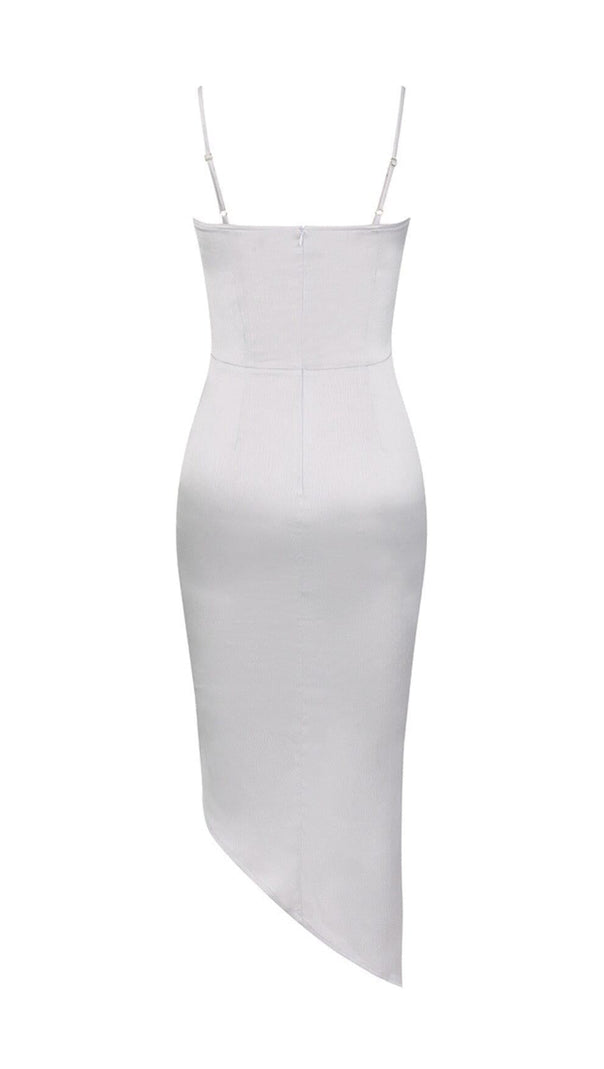 AIIZIE SATIN RUCHED DRESS IN GREY - product image