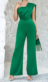 SATIN STRAP JUMPSUIT IN GREEN