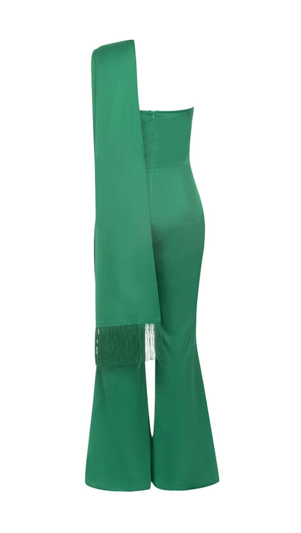 AIIZIE SATIN STRAP JUMPSUIT IN GREEN - product image