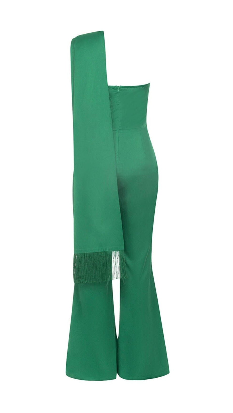 SATIN STRAP JUMPSUIT IN GREEN