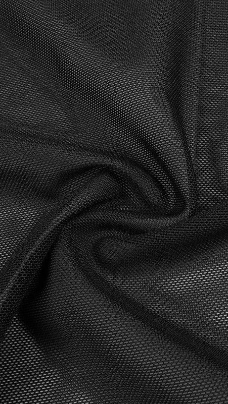 PERSPECTIVE RUFFLE MIDI DRESS IN BLACK