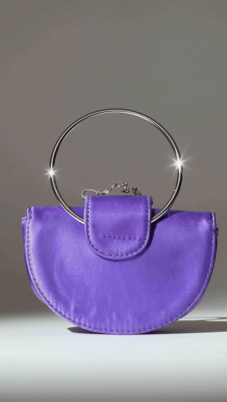 DOROTHEA SATIN CRYSTAL CLUTCH IN PURPLE
