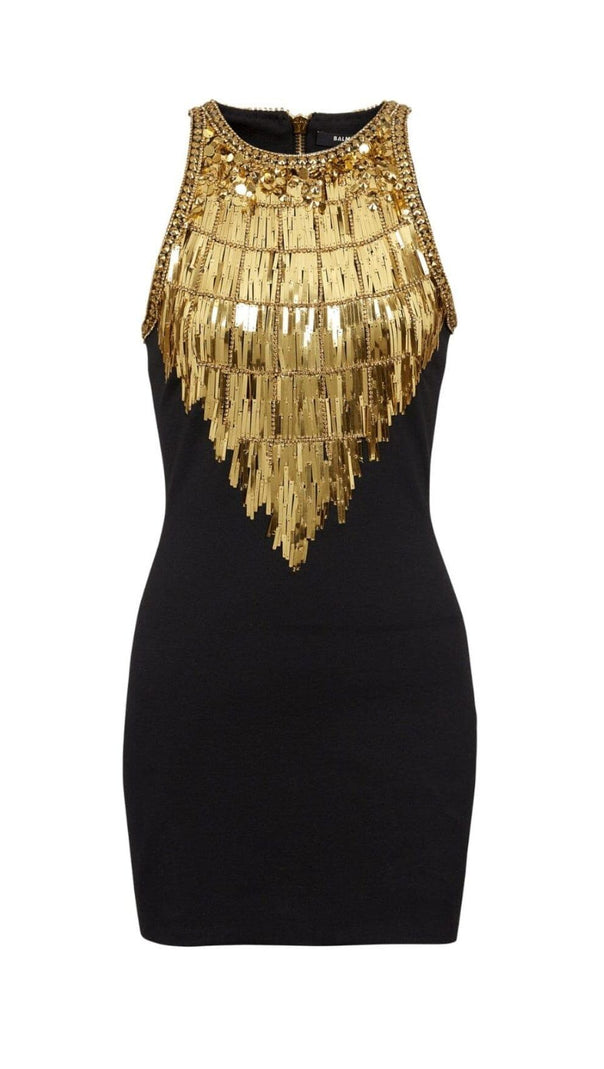 AIIZIE SEQUIN BANDAGE MINI DRESS IN BLACK - product image