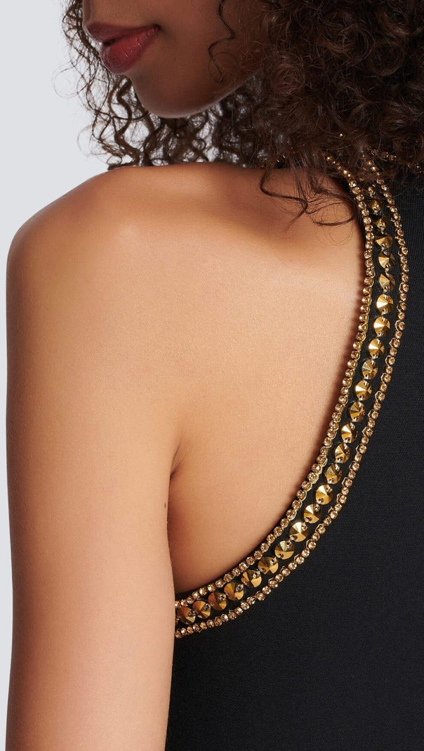 AIIZIE SEQUIN BANDAGE MINI DRESS IN BLACK - product image