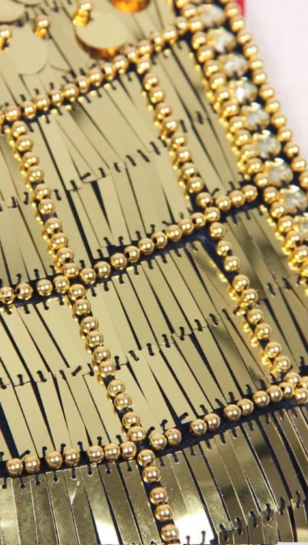 MINI ABITO CON BENDAGGIO E PAILLETTES NERO
