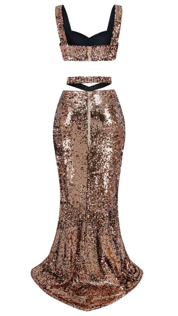AIIZIE SEQUIN CLEOPATRA TWO PIECE SUIT IN METALLIC - product image