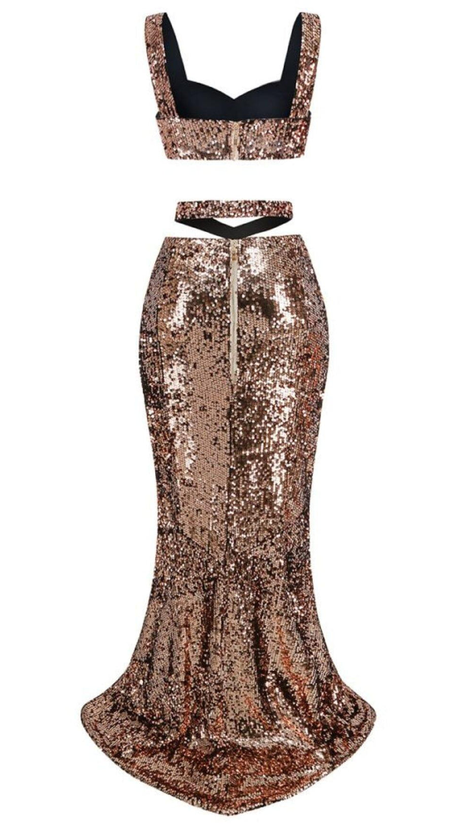 ABITO DUE PEZZI CLEOPATRA CON PAILLETTES METALLIZZATO