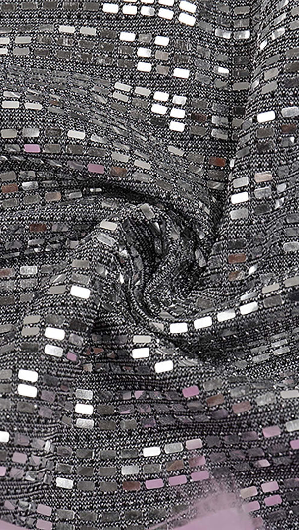 AIIZIE SEQUIN FEATHER HIGH-LOW DRESS IN SLIVER - product image