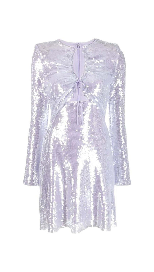 AIIZIE SEQUIN LONG SLEEVE MINI DRESS IN LILAC - product image