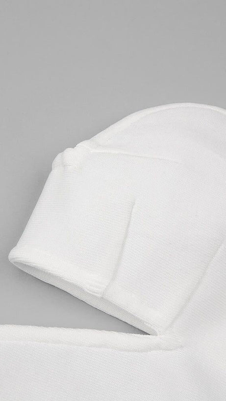 CUT OUT PU TWO-PIECE SUIT IN WHITE