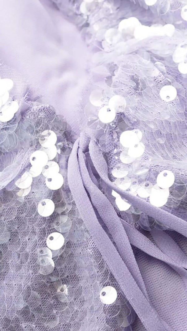 AIIZIE SEQUIN LONG SLEEVE MINI DRESS IN LILAC - product image
