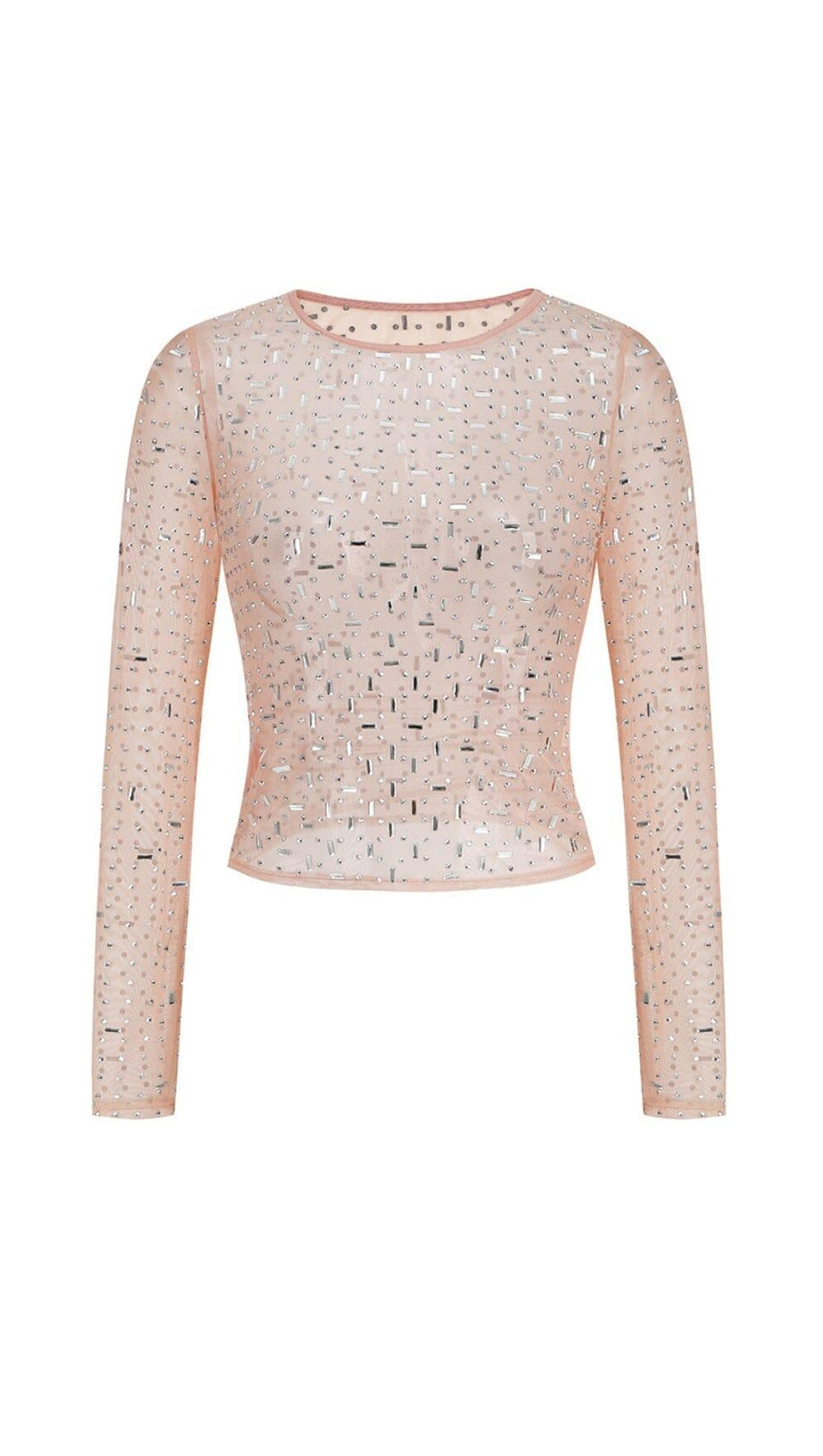 TOP IN RETE CON PAILLETTES E STRASS A FOGLIE