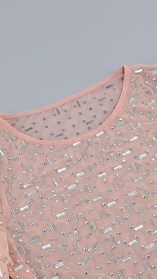 AIIZIE SEQUIN RHINESTONE MESH TOP IN LEAVES - product image