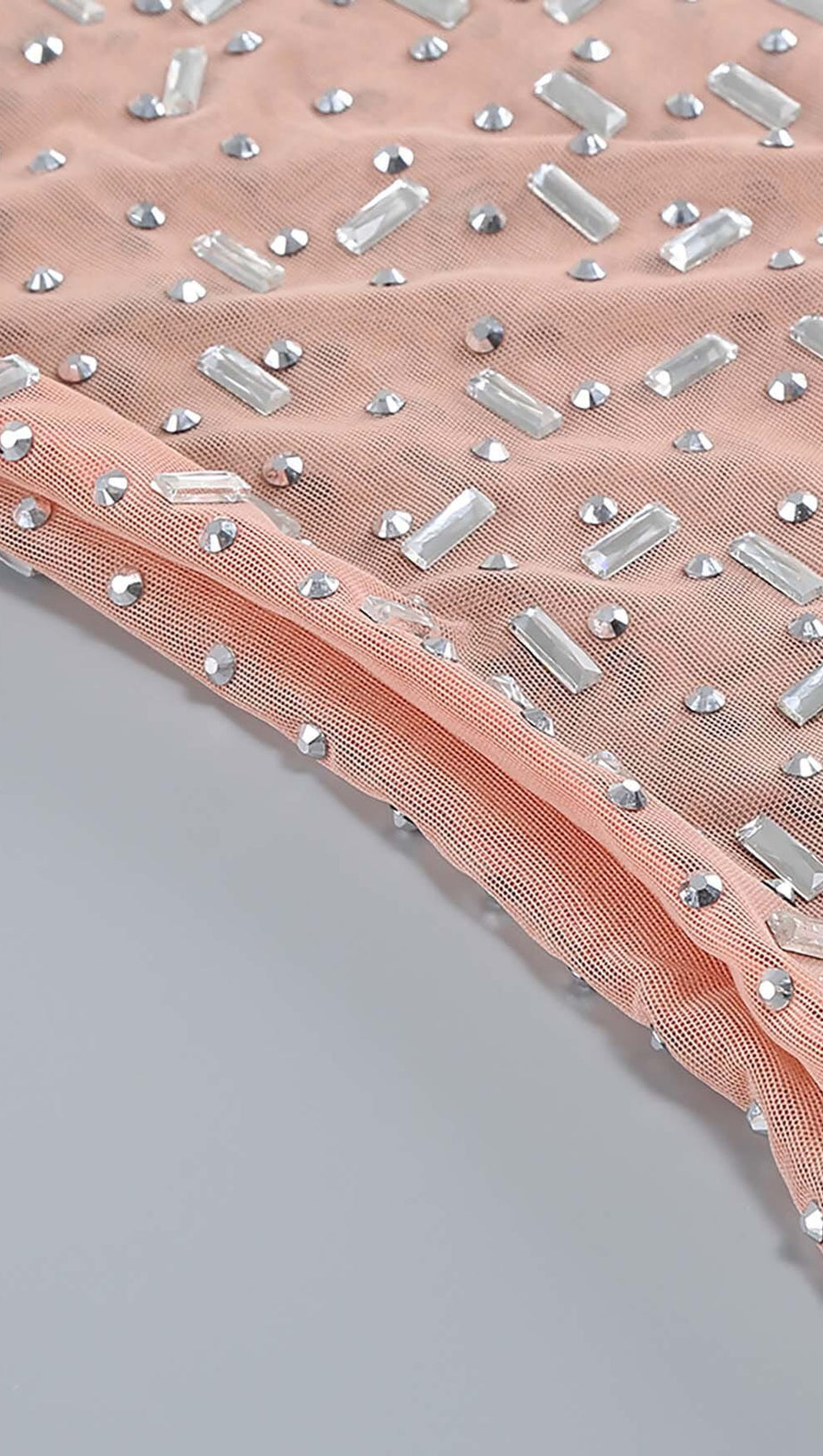 SEQUIN RHINESTONE MESH TOP IN LEAVES