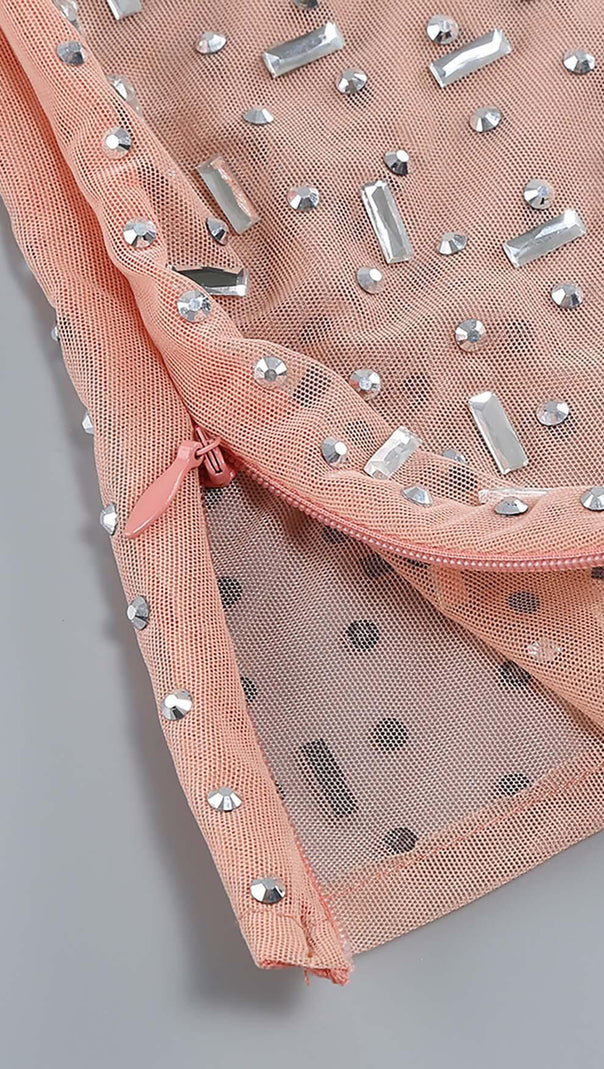 AIIZIE SEQUIN RHINESTONE MESH TOP IN LEAVES - product image