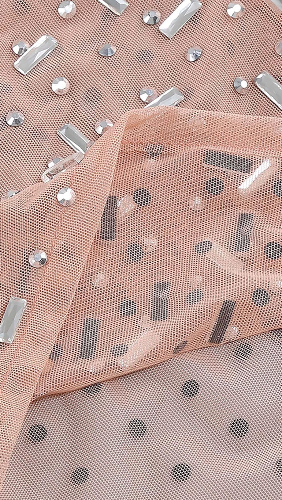 SEQUIN RHINESTONE MESH TOP IN LEAVES